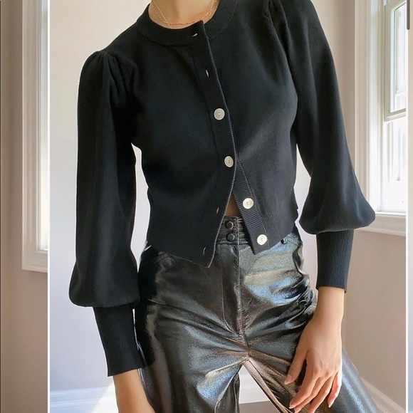 Aritzia Wilfred Alessia Cardigan Black Mohair Alpaca Wool Button-Up Sweater - Picture 4 of 5